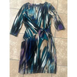 Calvin Klein S Jersey Bodycon Dress Front Tie Multicolor